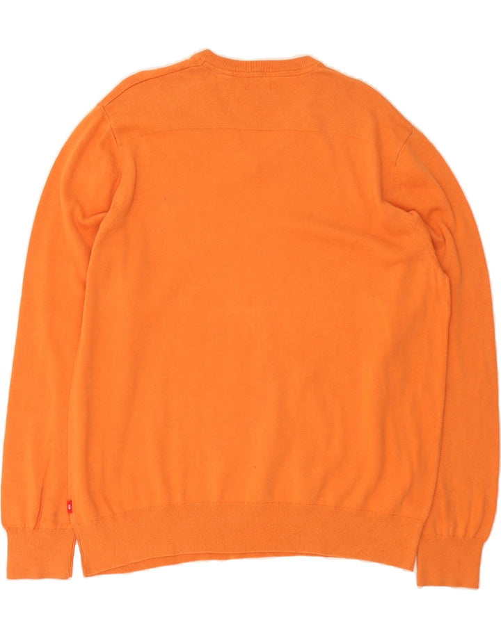 IZOD Mens V-Neck Jumper Sweater XL Orange Cotton Vintage Izod and Second-Hand Izod from Messina Hembry 