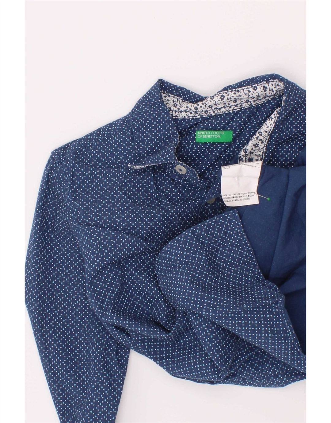 Maglia Benetton Bambino 4-5 Anni XS Cotone Maculato Blu