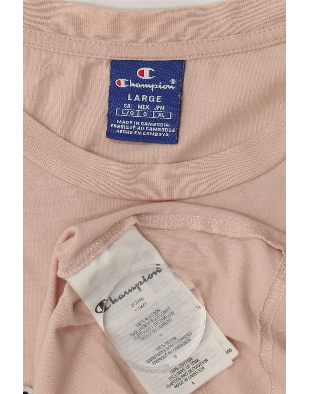 T-shirt grafica da uomo CHAMPION Top grande in cotone rosa