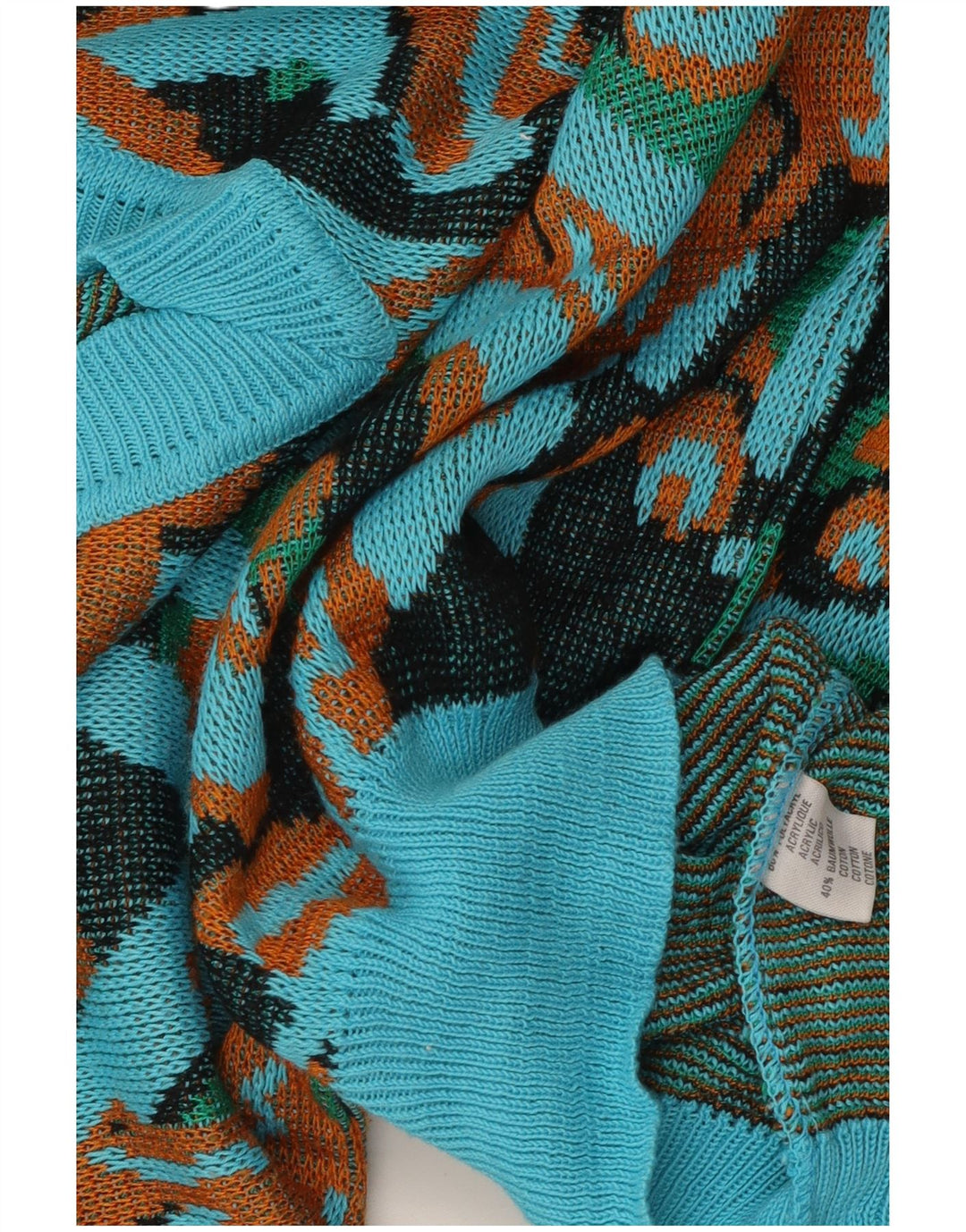 Maglione maglione vintage da donna con scollo a V UK 16 grande multicolore