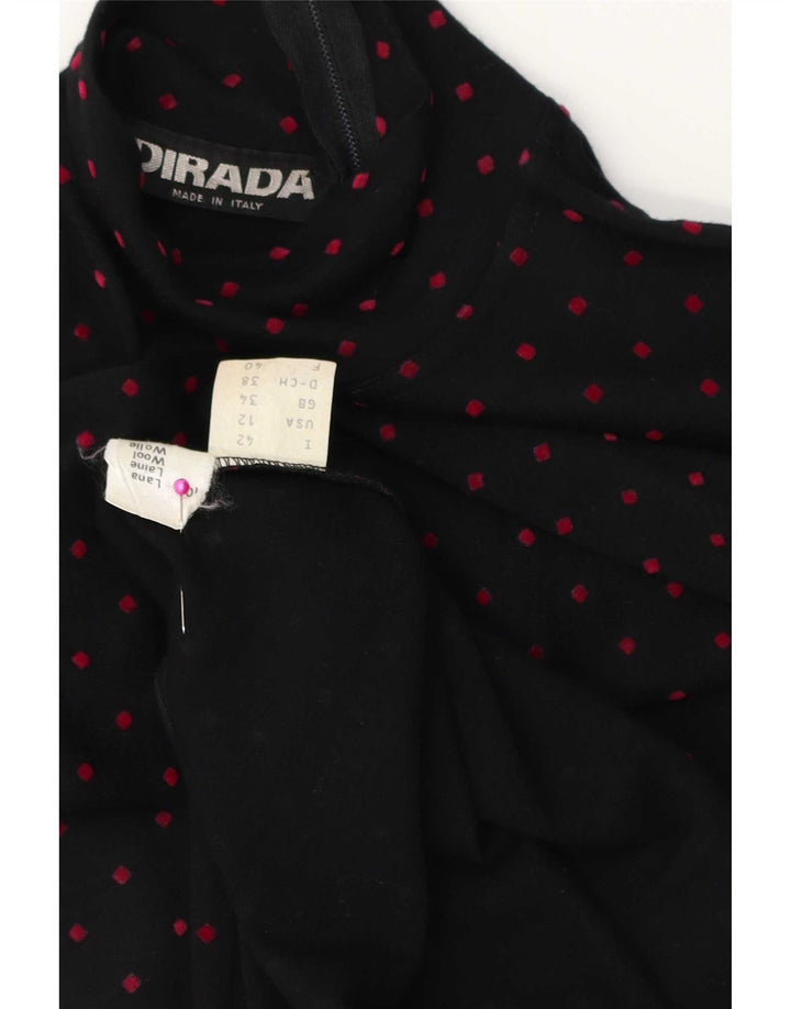 Abito lungo da donna vintage a maniche lunghe EU 38 lana media a pois neri