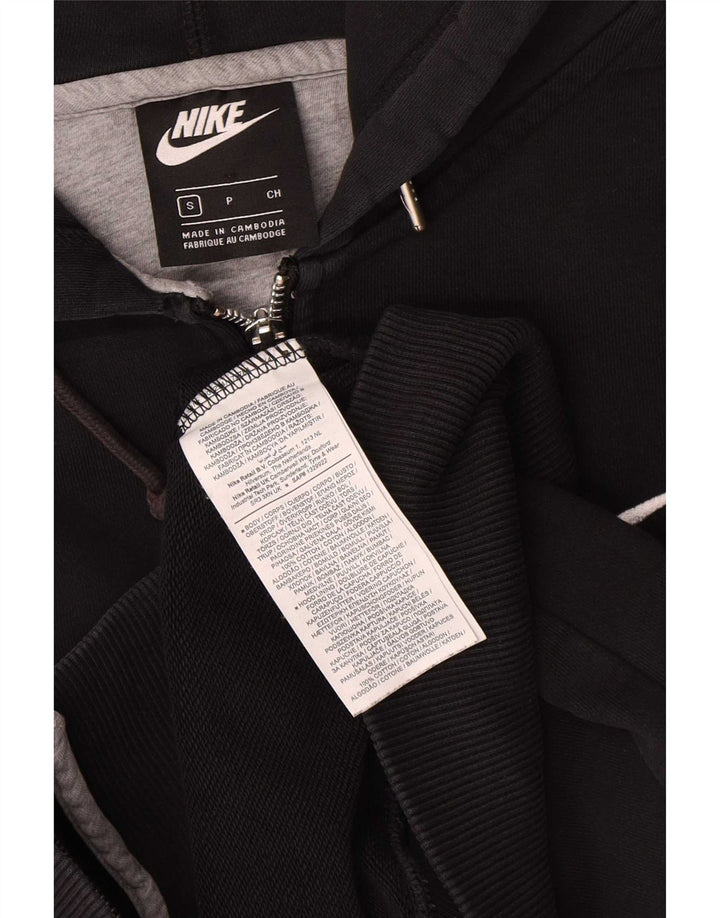 Felpa con cappuccio e zip Nike da uomo piccola in cotone nero