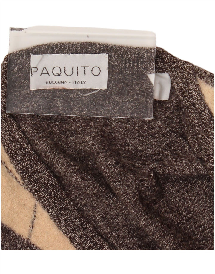 PAQUITO Maglione da donna con scollo a V UK 14 Grigio medio Argyle/Diamante