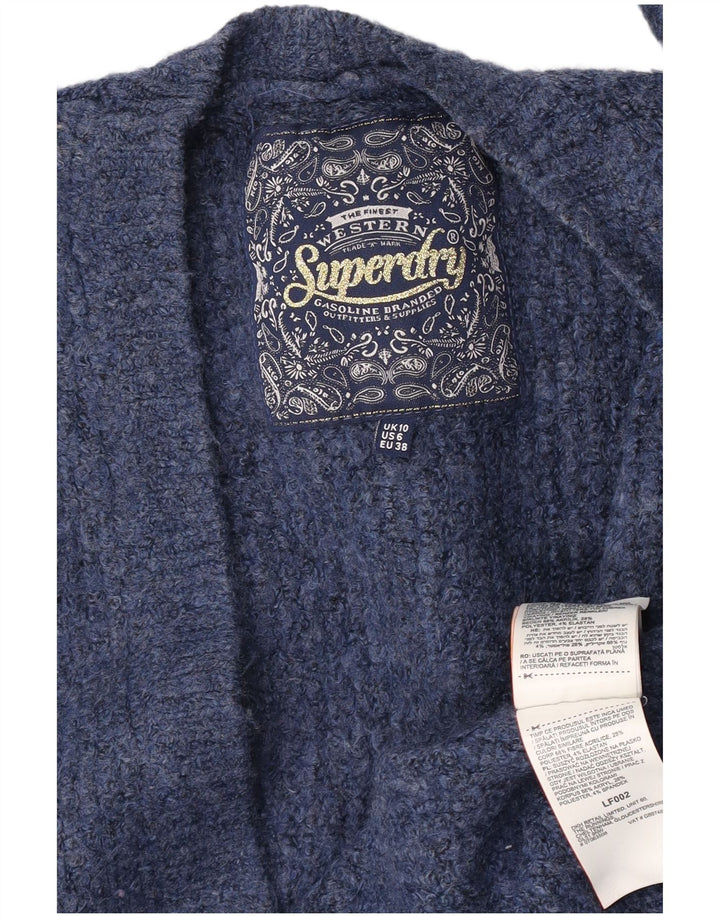 Maglione cardigan oversize da donna Superdry UK 10 piccolo acrilico blu