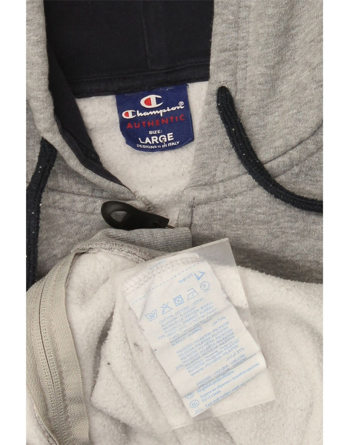 Maglione con cappuccio e zip da uomo Champion di grandi dimensioni in cotone grigio