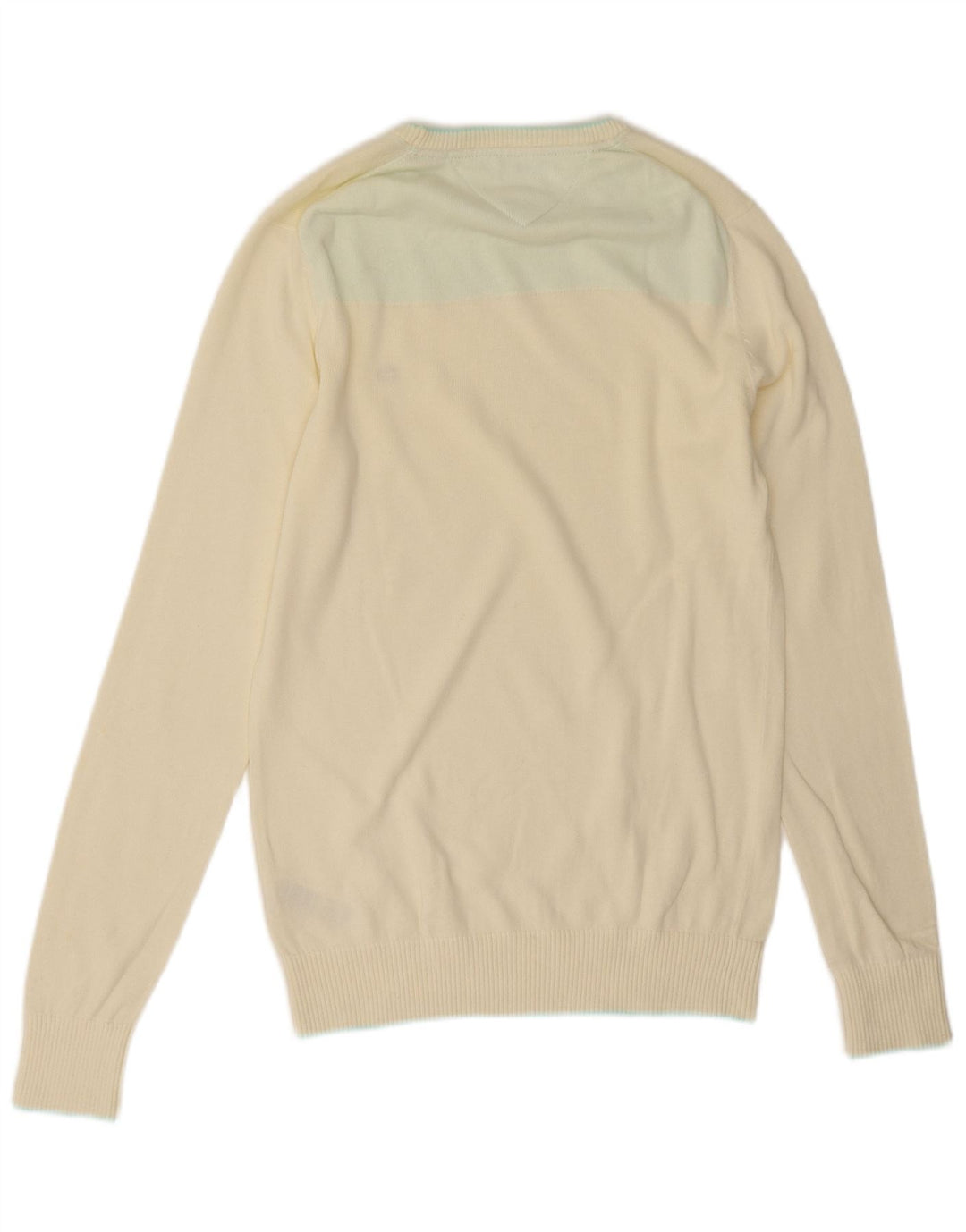 Maglione maglione girocollo da uomo Tommy Hilfiger piccolo in cotone bianco sporco