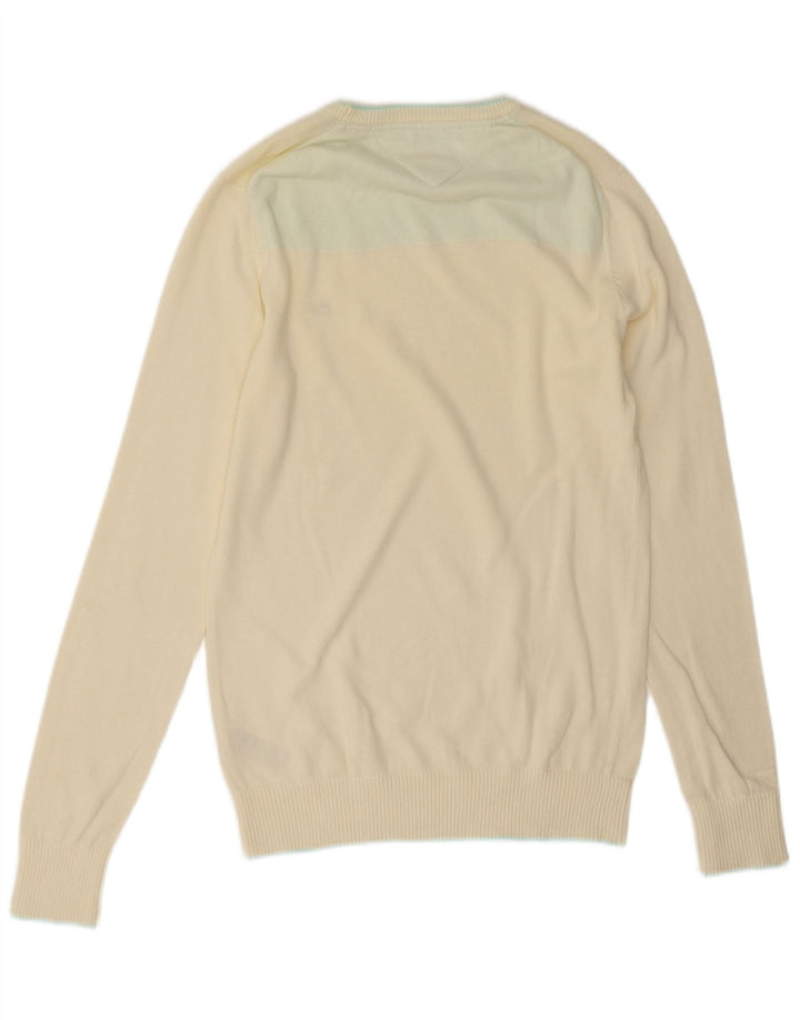Maglione maglione girocollo da uomo Tommy Hilfiger piccolo in cotone bianco sporco