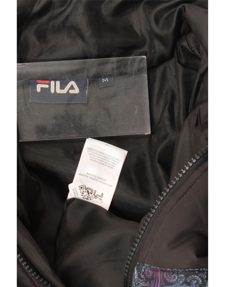 Giacca imbottita vestibilità ampia da donna Fila UK 14 poliestere Paisley nero medio