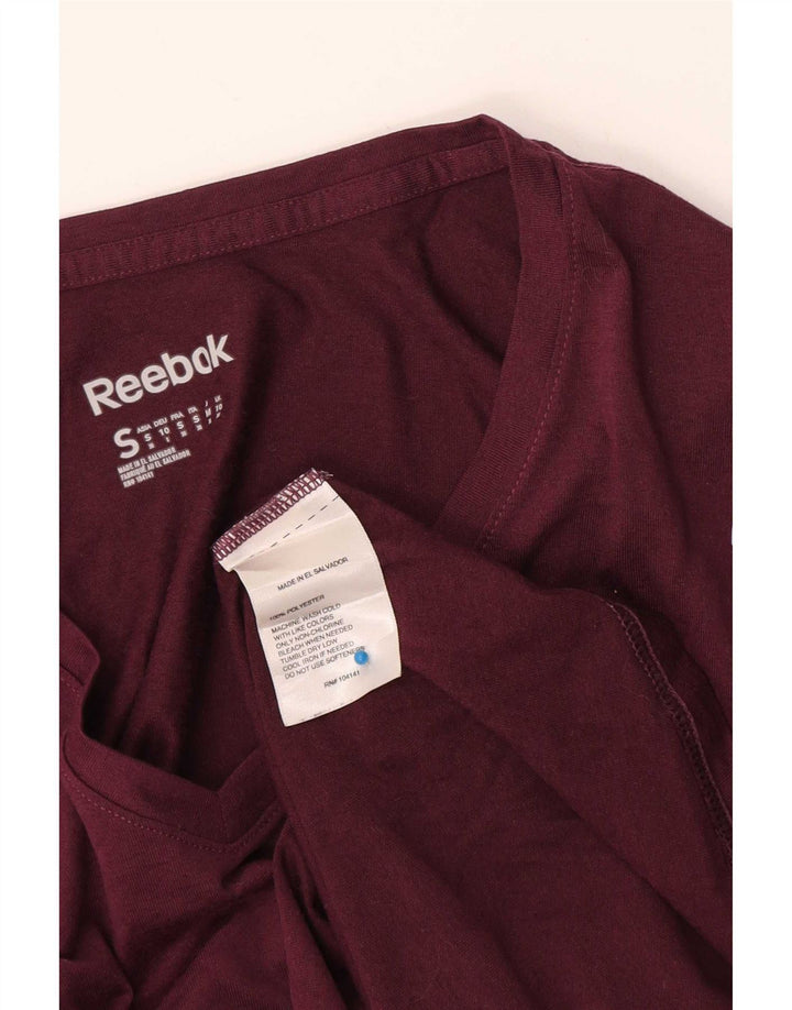 T-shirt Reebok da donna Top UK 10 Small Borgogna in poliestere