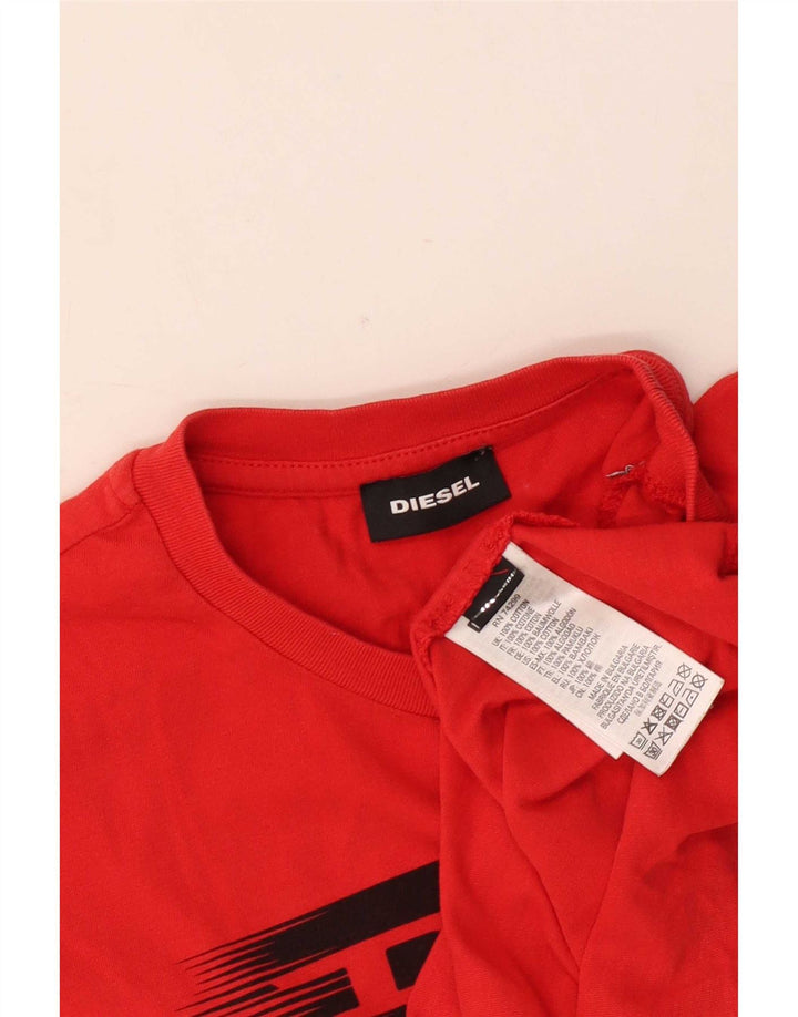 T-shirt grafica da bambino Diesel Top 9-10 anni in cotone rosso