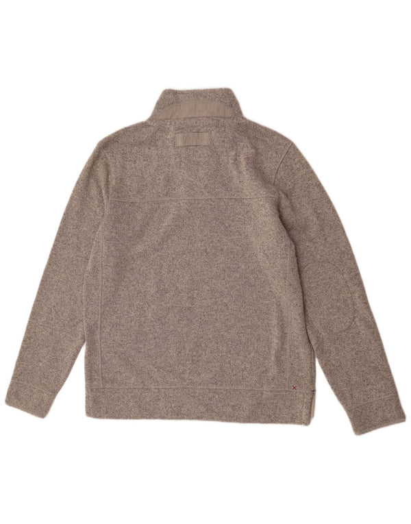 FAT FACE Felpa da uomo Airlie con collo abbottonato, maglione grande, grigio screziato