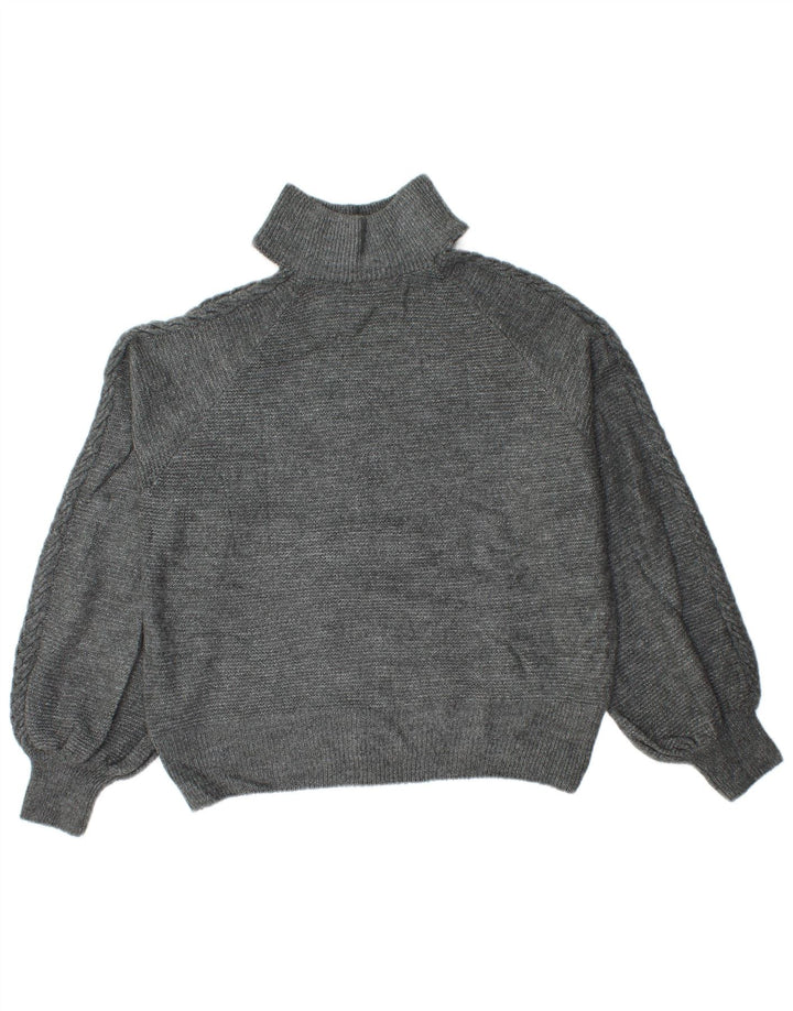 Maglione maglione da donna con collo alto Lipsy UK 16 grande poliestere grigio