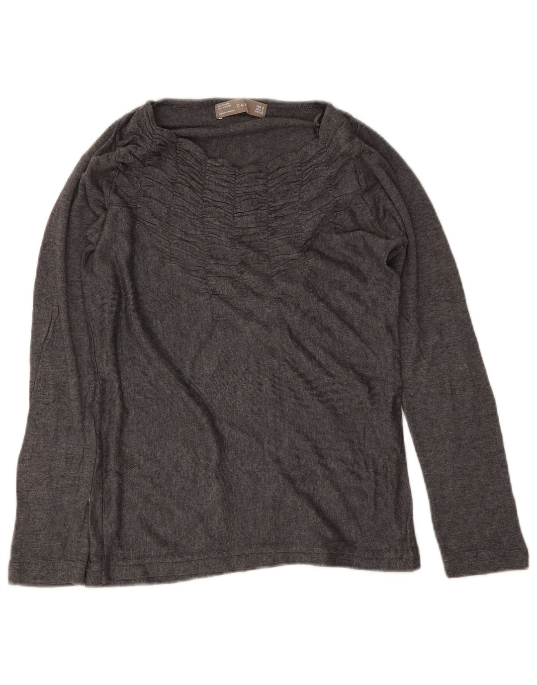 Top Zara da donna a maniche lunghe UK 10 piccolo in cotone grigio