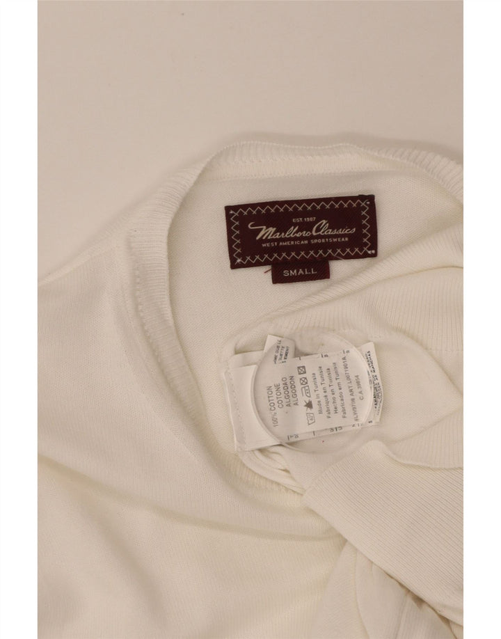 MARLBORO CLASSICS Mens Crew Neck Jumper Sweater Small White Cotton