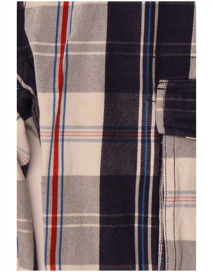 CREW CLOTHING Pantaloncini cargo da uomo medi W32 in cotone a quadri blu navy
