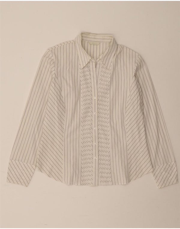 Camicia da donna Marks & Spencer UK 16 cotone a righe bianche grandi