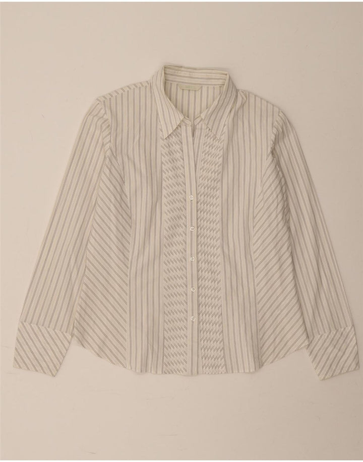 Camicia da donna Marks & Spencer UK 16 cotone a righe bianche grandi
