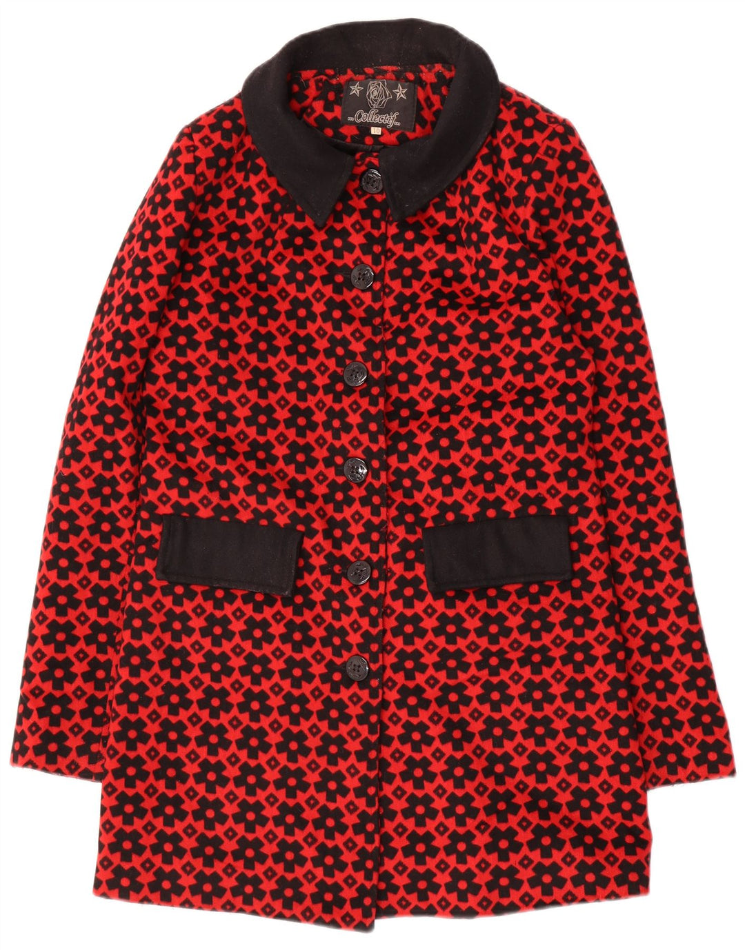 Soprabito da donna con motivo astratto Collectif UK 10 piccolo poliestere rosso