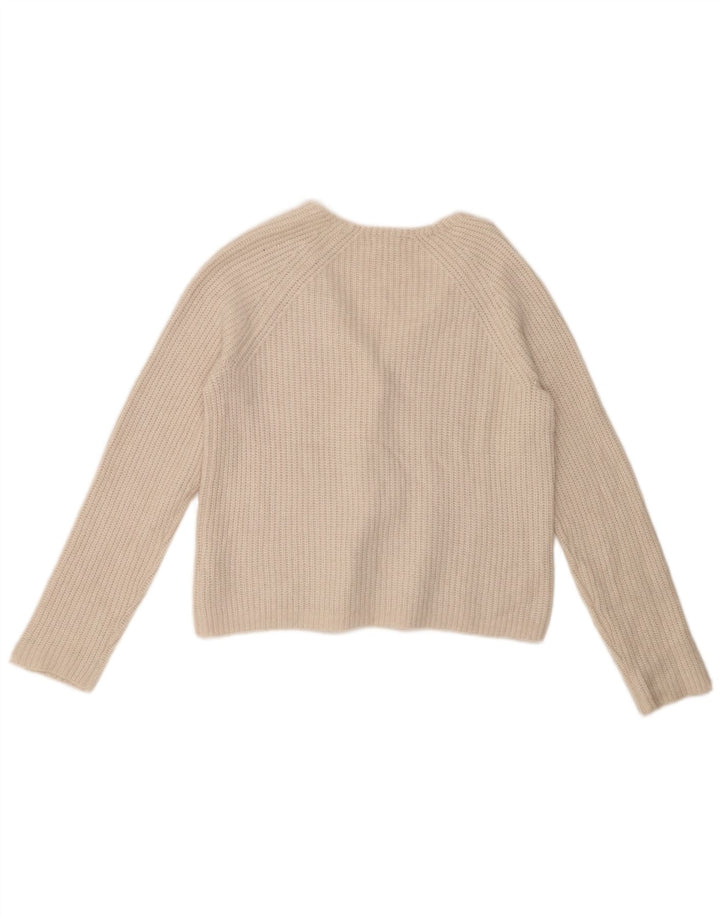 FAT FACE Maglione cardigan oversize corto da donna UK 10 Piccolo nylon bianco