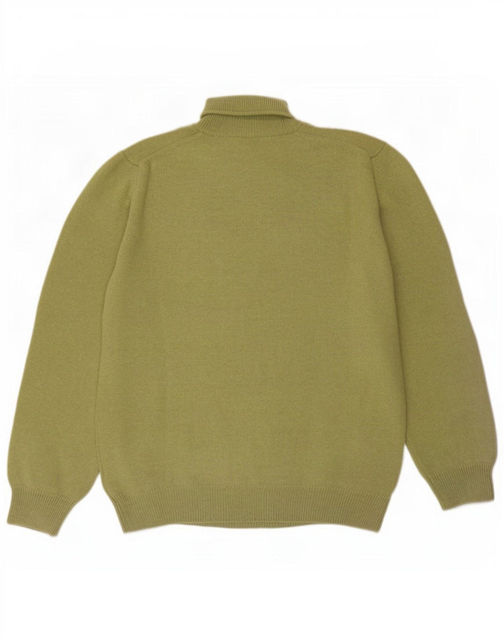 Maglione maglione da uomo a collo alto Henry Cottons XL verde lana vergine