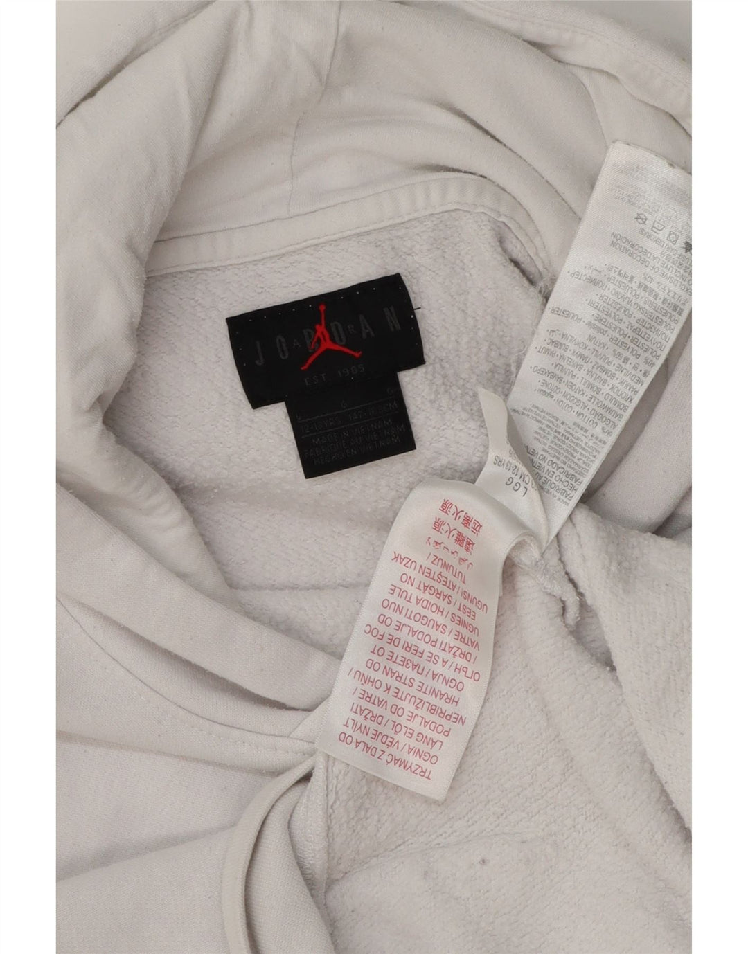 JORDAN Boys Hoodie Jumper 12-13 Years Large White Cotton