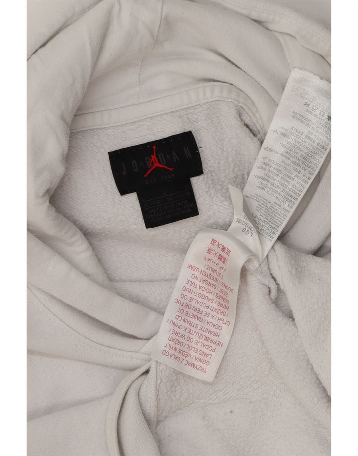 JORDAN Boys Hoodie Jumper 12-13 Years Large White Cotton