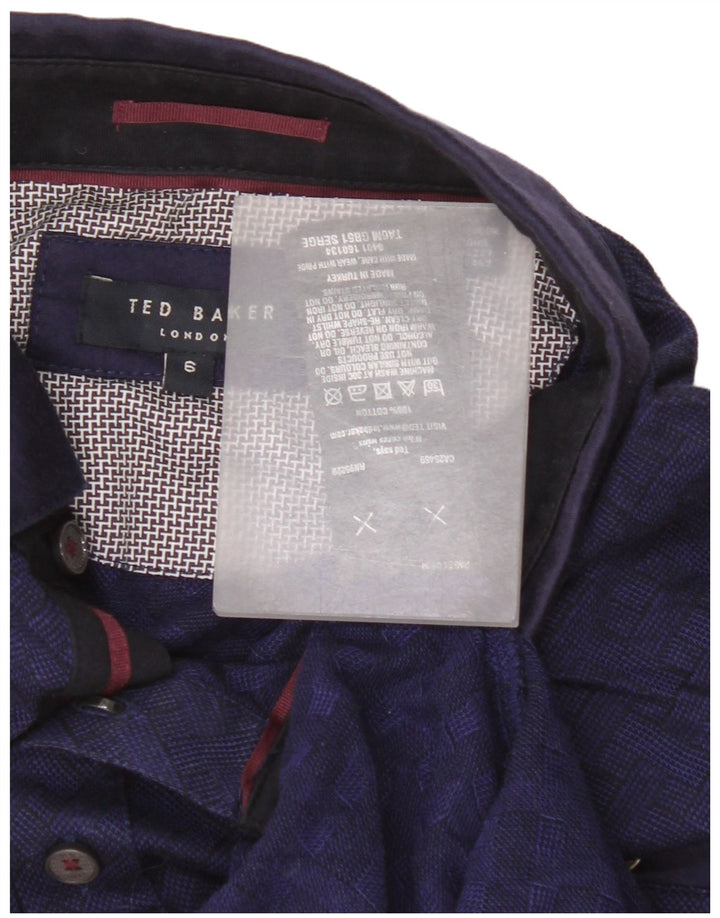 Polo da uomo Ted Baker taglia 6 2XL cotone a quadri blu navy