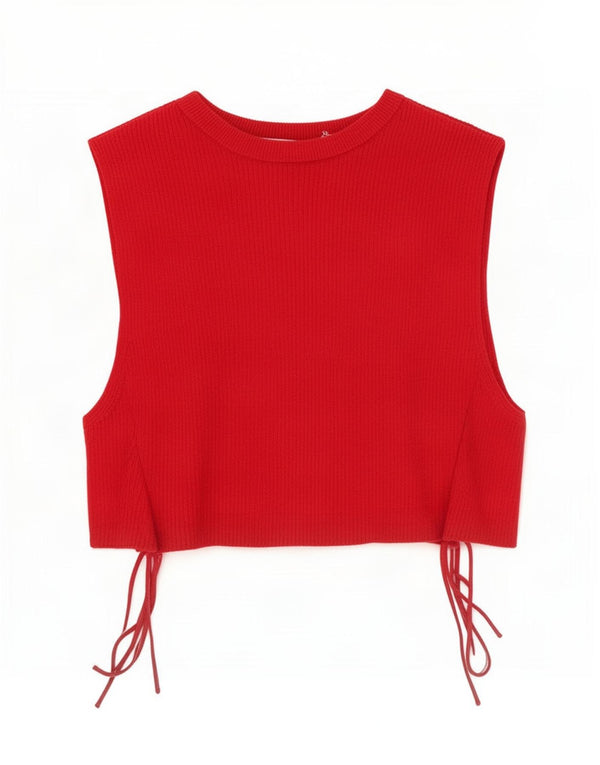 Camicetta corta senza maniche da donna Zara UK 8 piccola rossa
