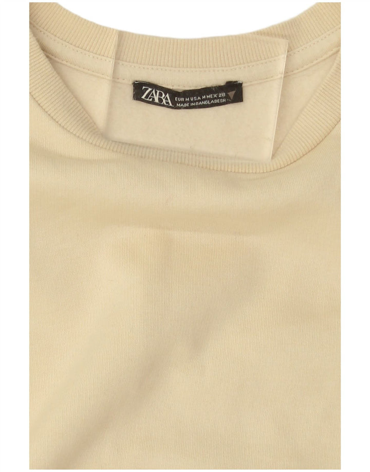 Felpa da donna Zara UK 14 cotone bianco sporco medio