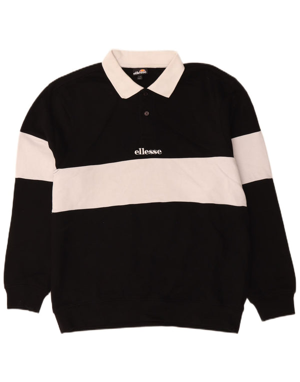 Felpa da uomo Ellesse con collo alto, maglione, cotone color block medio nero