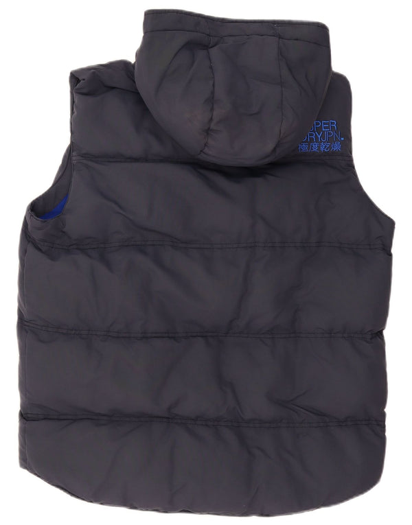 Gilet imbottito con cappuccio da uomo Superdry UK 42 XL nylon blu navy
