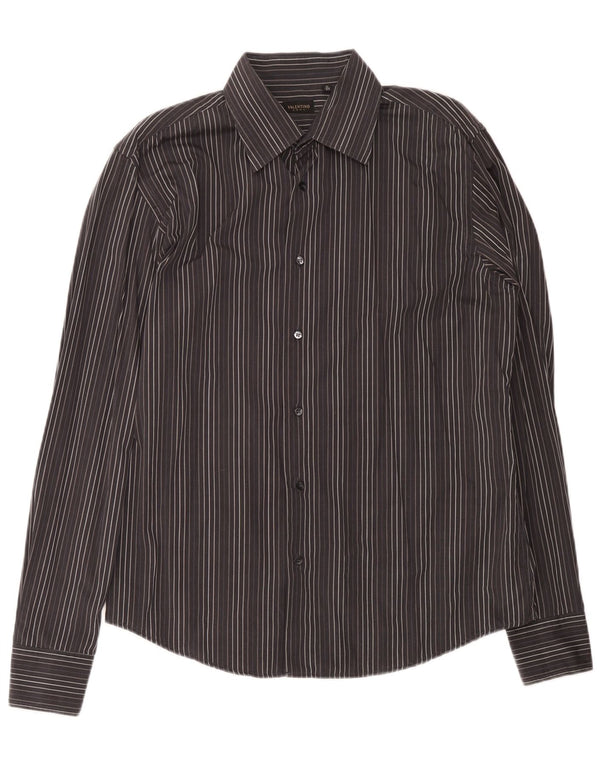 Camicia da uomo Valentino taglia 43 17 XL in cotone a righe grigie