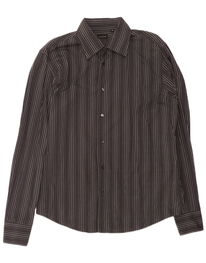 Camicia da uomo Valentino taglia 43 17 XL in cotone a righe grigie