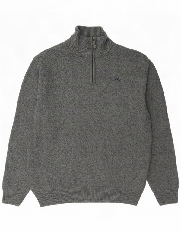 Maglione Kappa da uomo con zip e collo XL in lana grigia