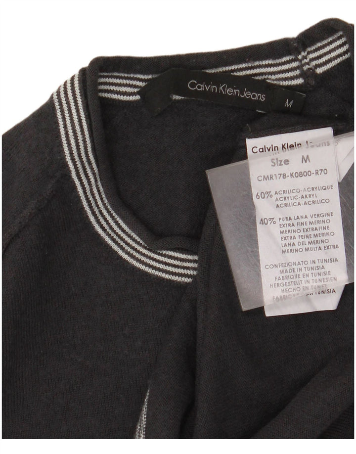 CALVIN KLEIN JEANS Maglione maglione girocollo da donna UK 10 piccolo grigio