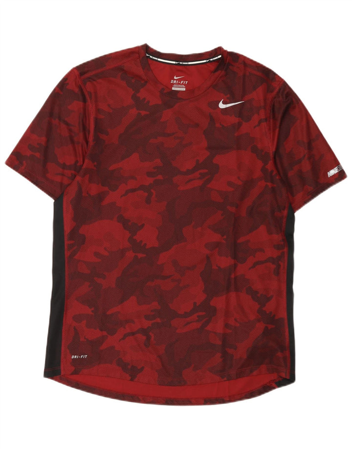T-shirt Nike Dri Fit da uomo in poliestere mimetico rosso medio