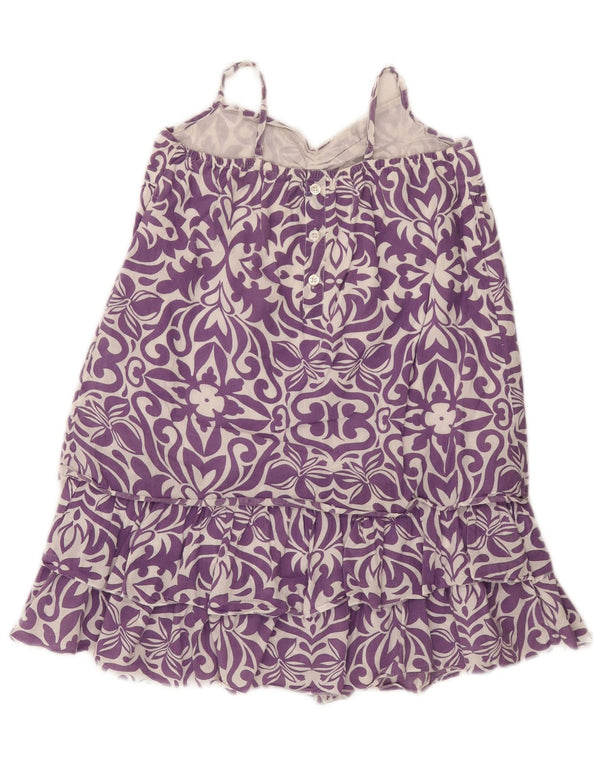 Prendisole Bambina Benetton 7-8 Anni Viola Floreale In Cotone