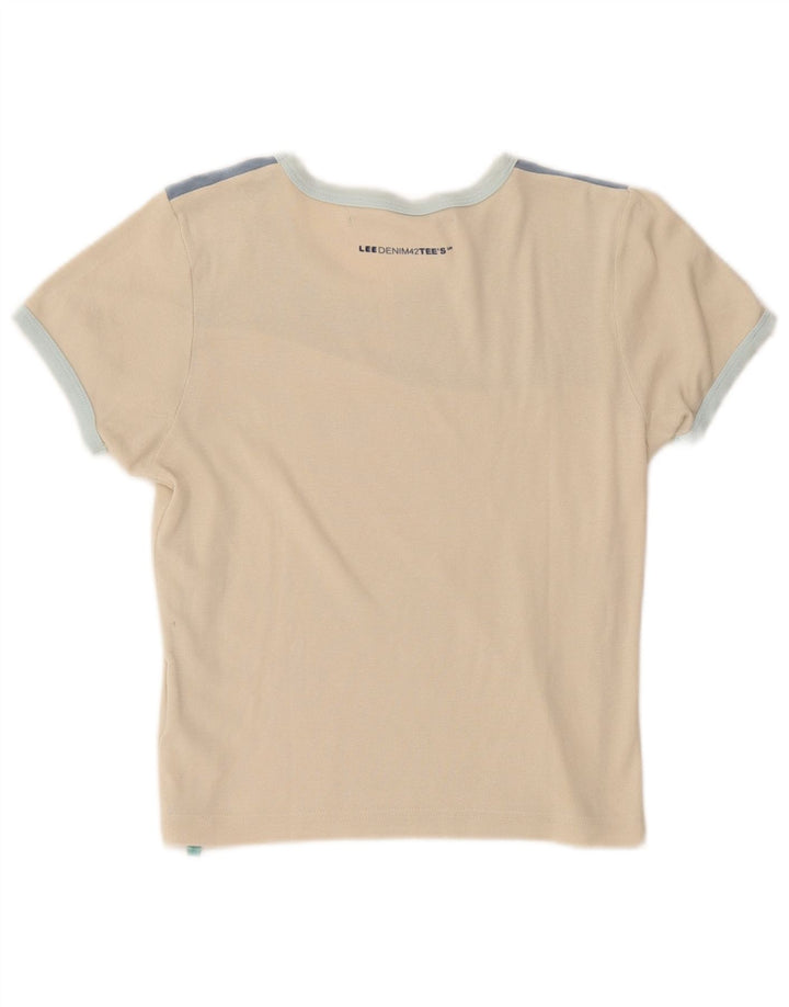 Maglietta corta da donna Lee UK 16 Large Beige Colourblock
