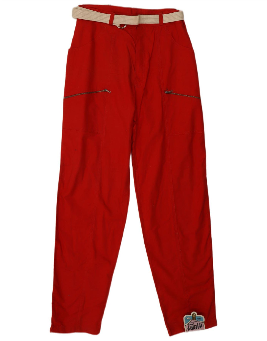 Pantaloni cargo da donna VINTAGE a vita alta IT 46 Large W28 L31 Cotone rosso