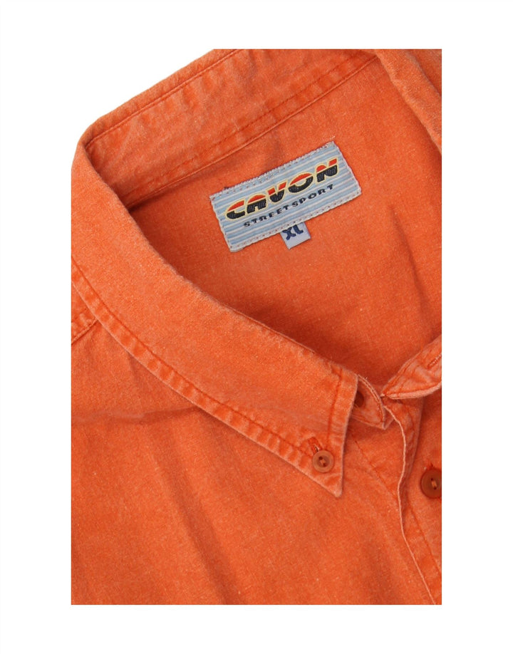 VINTAGE Mens Short Sleeve Shirt XL Orange Cotton