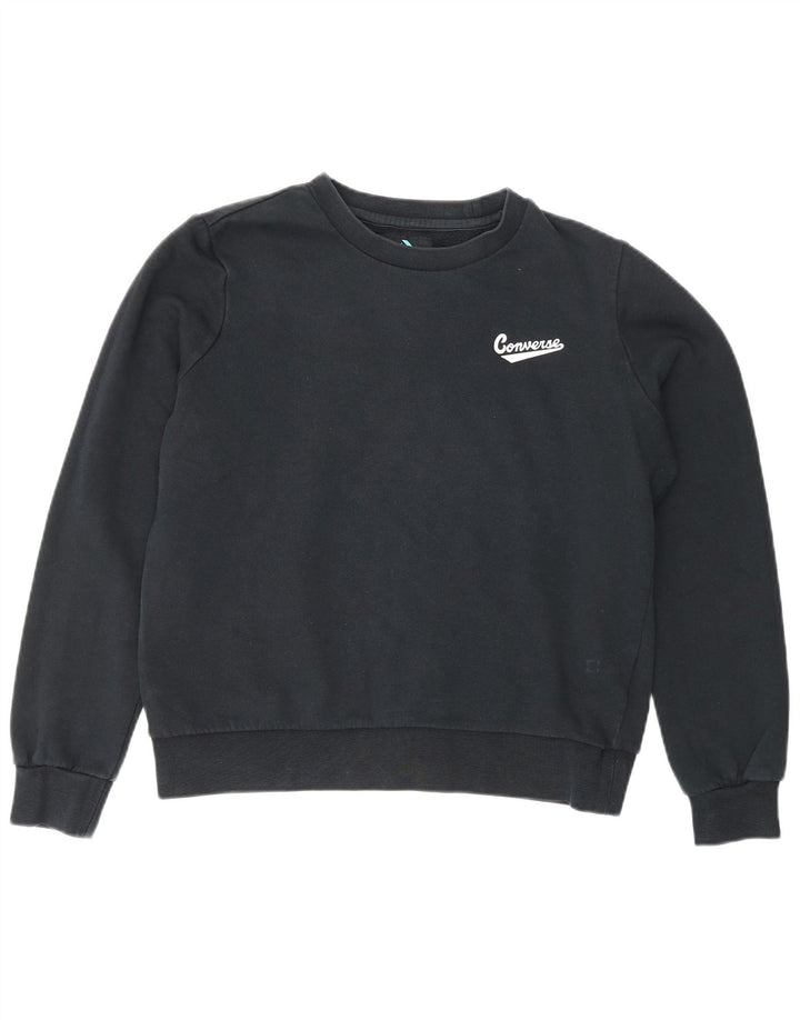 CONVERSE Womens Sweatshirt Jumper UK 14 Medium Black Cotton