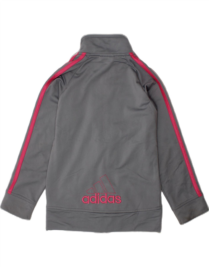 ADIDAS Girls Graphic Tracksuit Top Jacket 5-6 Years Grey Polyester Vintage Adidas and Second-Hand Adidas from Messina Hembry 