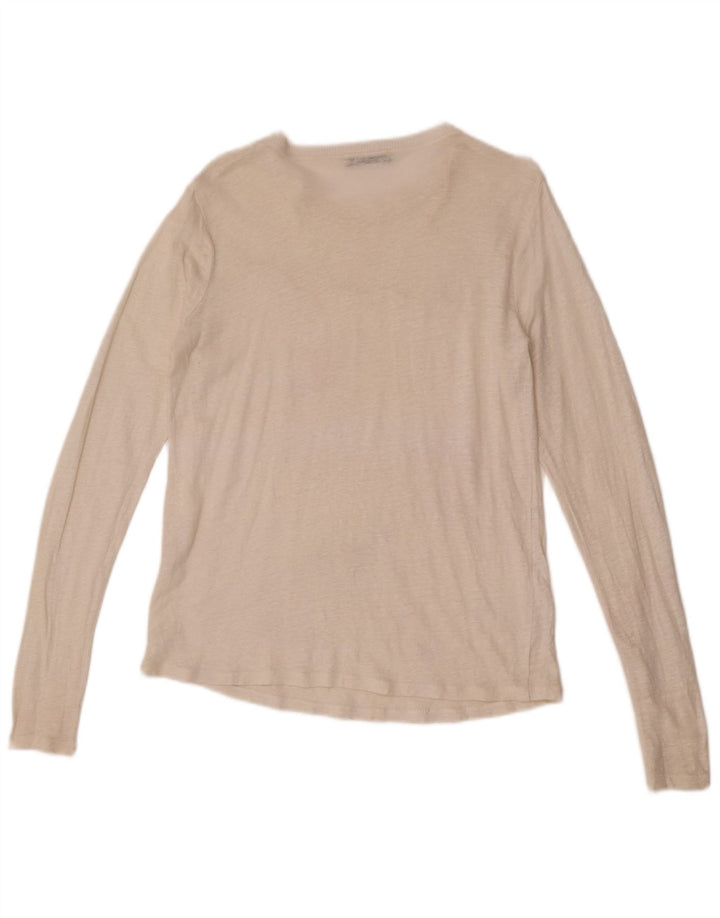 Top Zara da donna a maniche lunghe UK 12 medio bianco sporco floreale