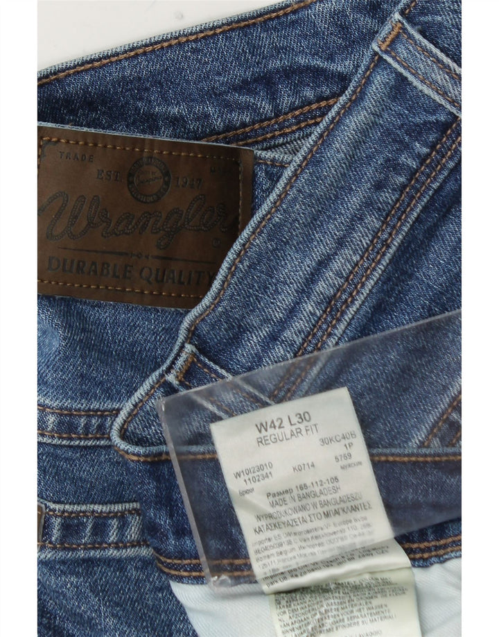 Jeans dritti da uomo vestibilità regolare WRANGLER W42 L30 cotone blu