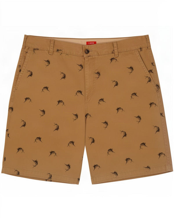 Pantaloncini chino grafici da uomo Izod grandi W36 in cotone beige