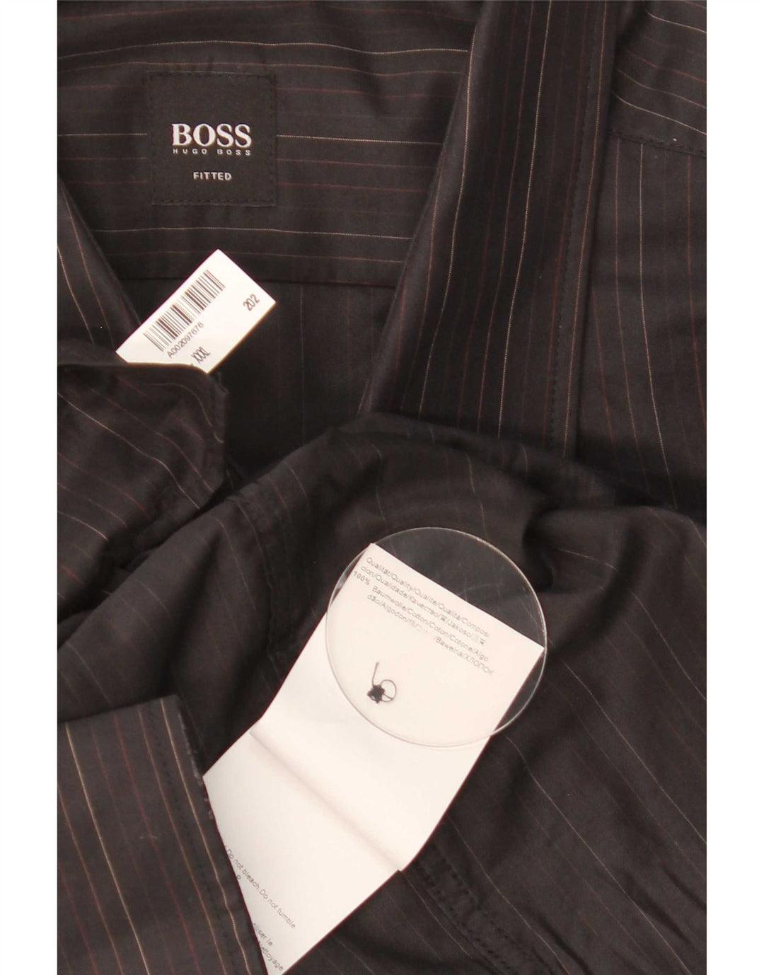 Camicia da uomo Hugo Boss 3XL cotone gessato marrone