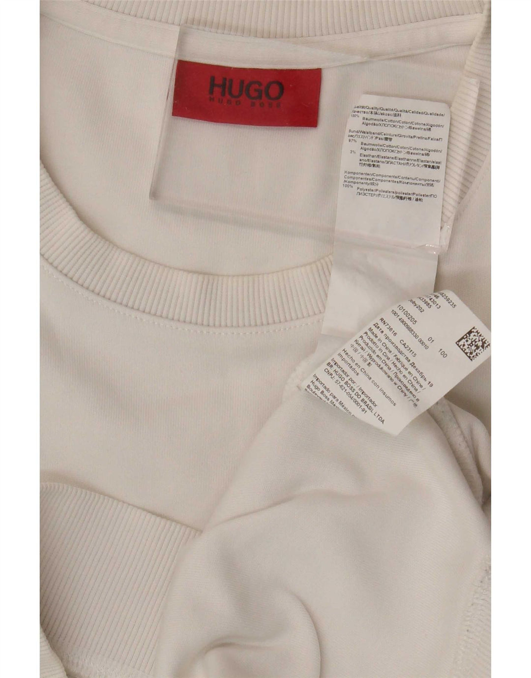Felpa grafica da uomo Hugo Boss, maglione piccolo, cotone color block bianco
