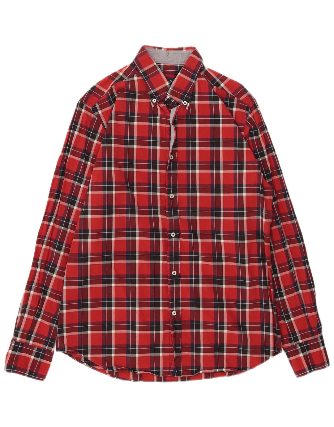 Massimo Dutti Camicia da uomo in flanella dal taglio casual, grande motivo a quadri rossi