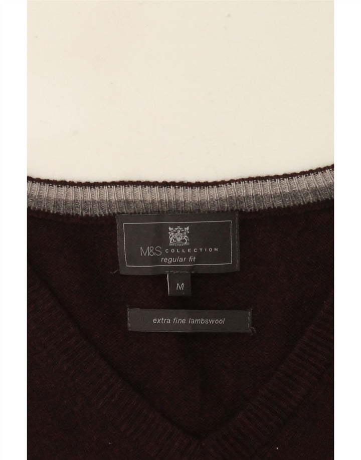 Canotta da uomo Marks & Spencer vestibilità regolare Canotta media bordeaux in lana d'agnello