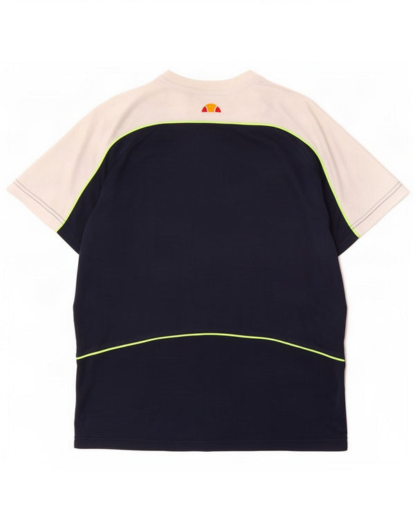 T-shirt grafica da uomo Ellesse Top Small in poliestere color block blu navy